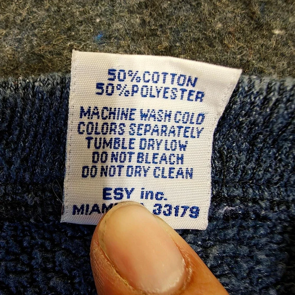 Vintage ESY Sportswear Virginia Beach Sweatshirt XL Blue Made in USA 90s Graphic
